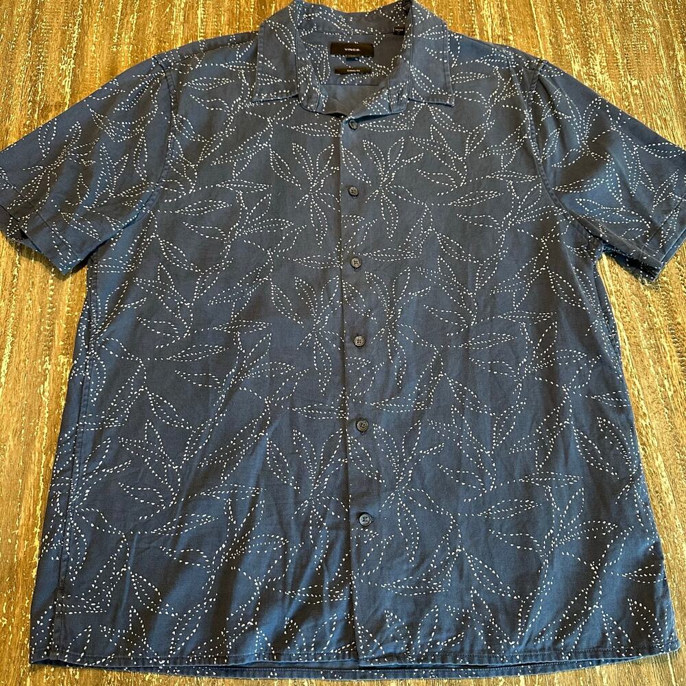 Vince Short Sleeve Camp Shirt Starry Night Astral AOP Blue White Men’s Size L